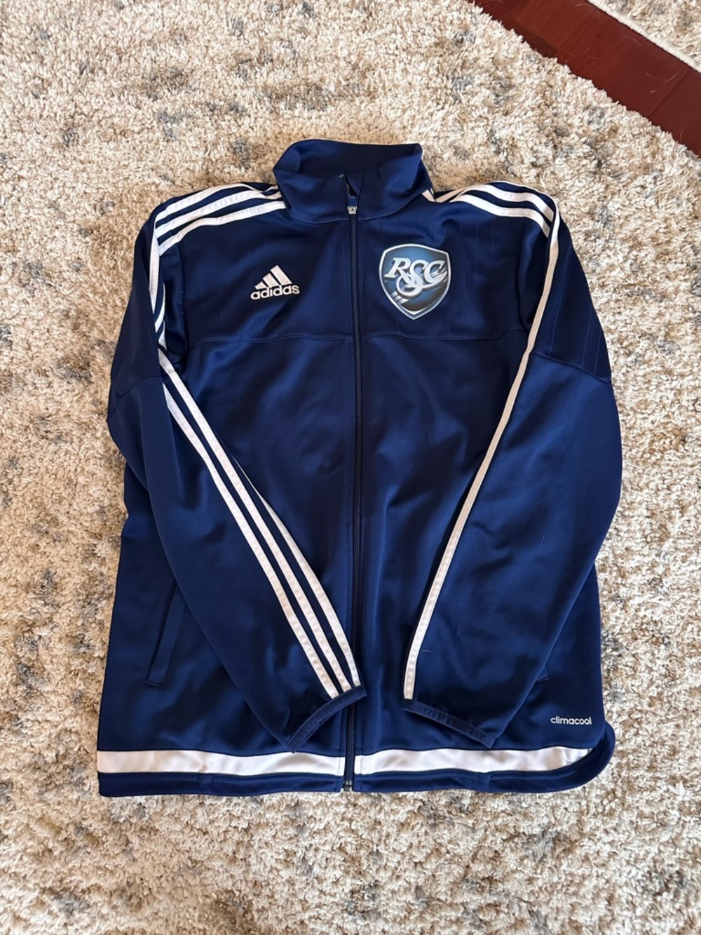 adidas ClimaCool Dark Blue Track Jacket with White Logo
